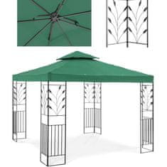 Uniprodo Vrtni paviljon gazebo z ornamentom zložljiv 3 x 3 x 2,6 m zelen