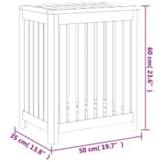 Vidaxl Koš za perilo 50x35x60 cm trdna tikovina