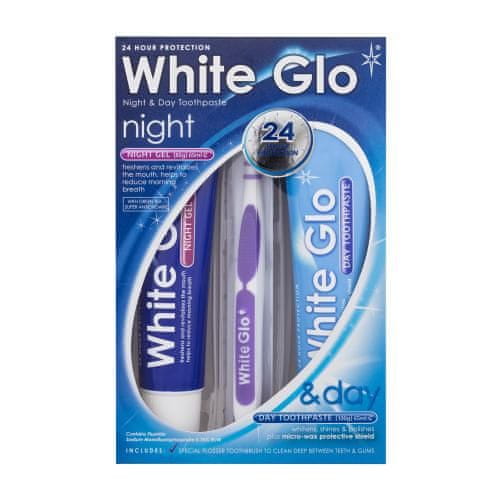 White Glo Night & Day Toothpaste Set zobna pasta Day Toothpaste 100 g + nočni gel Night Gel 85 g + zobna ščetka 1 kos