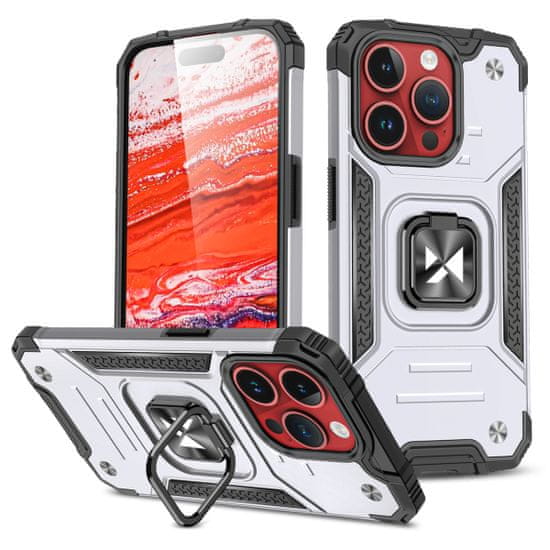 MG Ring Armor ovitek za iPhone 15 Pro, srebro