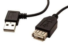 Podaljševalni kabel USB 2.0 A-A 15 cm, levo upognjen, črn