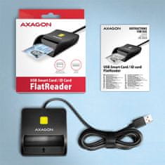 AXAGON CRE-SM3N, USB-A FlatReader kontaktni čitalnik kartic Pametna kartica (eObčanka), kabel 1,3 m