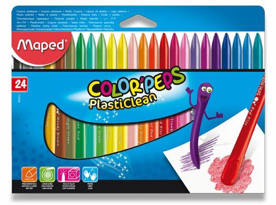 Maped Plastični pasteli Color'Peps Plasticlean 24 barv, trikotni
