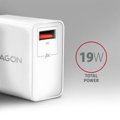 AXAGON ACU-QC19W, omrežni polnilnik QC 19 W, 1x vrata USB-A, QC3.0/AFC/FCP/SMART, bel