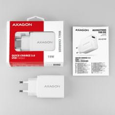 AXAGON ACU-QC19W, omrežni polnilnik QC 19 W, 1x vrata USB-A, QC3.0/AFC/FCP/SMART, bel