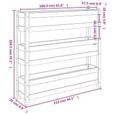 Vidaxl Visoka greda siva 112x25x104,5 cm trdna borovina