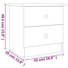 Vidaxl Nočna omarica ALTA 43x35x40,5 cm trdna borovina