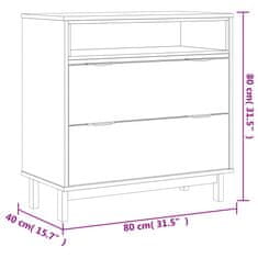 Vidaxl Predalnik FLAM 80x40x80 cm trdna borovina