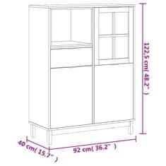 Vidaxl Omara s steklenimi vrati FLAM 92x40x122,5 cm trdna borovina