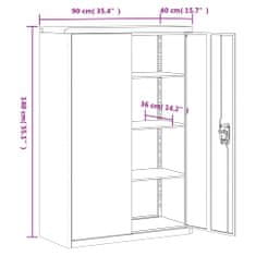 Vidaxl Arhivska omara bela 90x40x140 cm jeklo