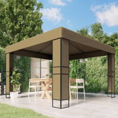 Vidaxl Paviljon z dvojno streho 3x3x2,7 m taupe 180 g/m²