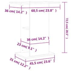 Vidaxl Stojalo za akvarij belo 60,5x36x72,5 cm inženirski les