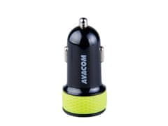 Avacom Avtomobilski polnilec NACL-2XKG-31A z dvema izhodoma USB 5V/1A - 3,1A, črno-zelen