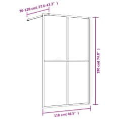 Vidaxl Stena za tuš s prozornim ESG steklom zlata 118x195 cm