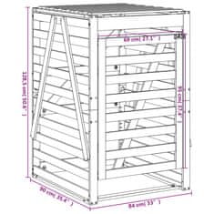 Vidaxl Lopa za smetnjak siva 84x90x128,5 cm trdna borovina