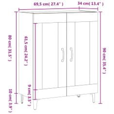 Vidaxl Komoda črna 69,5x34x90 cm inženirski les