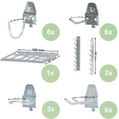 botle Kovinska stena za orodje 117x72 cm Sistem za shranjevanje z držali za orodje Kljuke za orodje in 13 odlagalnih škatel 80 x 115 x 60 mm Barva: oranžna Perforirana plošča Delavnica Garaža Pegboard Elekt