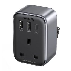 slomart potovalni adapter iz Združenega kraljestva v Evropsko unijo ugreen cd314 2xusb-a, 1xusb-c