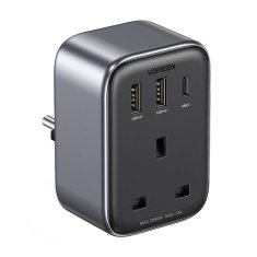 slomart potovalni adapter iz Združenega kraljestva v Evropsko unijo ugreen cd314 2xusb-a, 1xusb-c