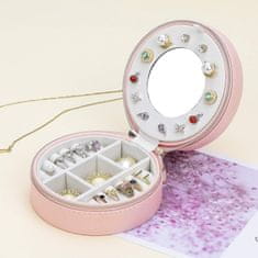 Northix Potovalna škatlica za nakit v obliki kroga - svetlo roza 