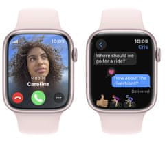 Apple Watch Series 9 pametna ura, GPS, 45 mm, roza aluminijasto ohišje, športni pašček M/L, svetlo roza (MR9H3QH/A)