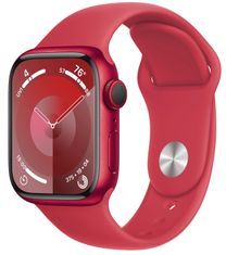 Apple Watch Series 9 pametna ura, GPS, 41 mm, rdeče aluminijasto ohišje, športni pašček M/L, rdeč (MRXH3QH/A)