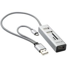 Yenkee Bralnik pomnilniških kartic YHC 103SR USB C OTG HUB+Bralnik