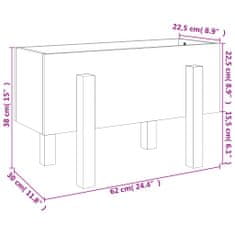 Vidaxl Vrtna visoka greda črna 62x30x38 cm trdna borovina