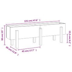 Vidaxl Vrtna visoka greda siva 121x30x38 cm trdna borovina