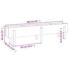 Vidaxl Vrtna visoka greda medeno rjava 160x30x38 cm trdna borovina