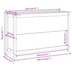 Vidaxl Vrtna visoka greda črna 119,5x40x78 cm trdna borovina