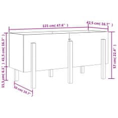 Vidaxl Vrtna visoka greda črna 121x50x57 cm trdna borovina