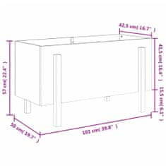 Vidaxl Vrtna visoka greda siva 101x50x57 cm trdna borovina