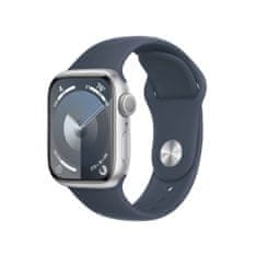 Apple Watch Series 9 pametna ura, 41 mm, GPS, srebrna, športni pašček Storm modra, M/L