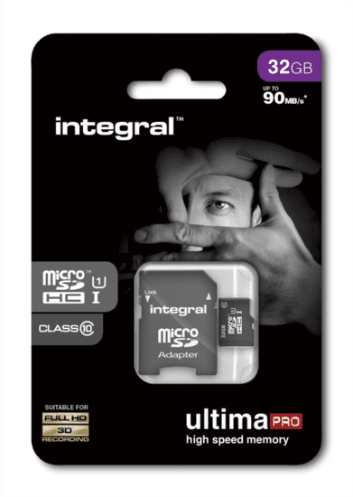 Integral 32GB MICRO SDHC class10 90MB/s SPOMINSKA KARTICA+ SD ADAPTER