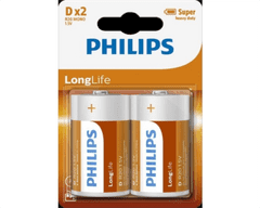 Philips BATERIJA D - LONGLIFE BLISTER 2 KOS (LR20)