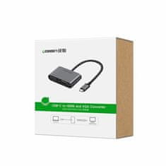 Ugreen USB-C na HDMI in VGA + PD adapter siv - box