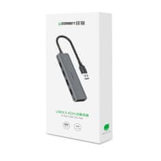 Ugreen USB Hub, USB 3.0, 4-portno srebrn - box