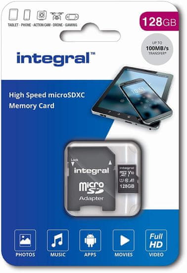 Integral 128GB High Speed microSDHC/XC V10 UHS-I U1