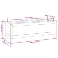 Vidaxl Vrtna visoka greda siva 119,5x40x39 cm trdna borovina