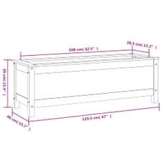 Vidaxl Vrtna visoka greda bela 119,5x40x39 cm trdna borovina