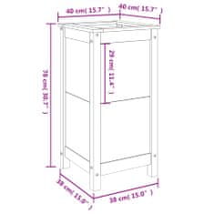 Vidaxl Vrtno cvetlično korito belo 40x40x78 cm trdna borovina