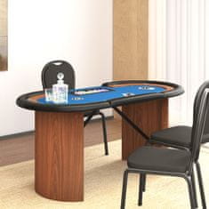 Vidaxl Poker miza za 10 igralcev s pladnjem modra 160x80x75 cm