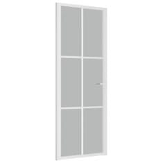 Vidaxl Notranja vrata 76x201,5 cm Bela mat steklo in aluminij