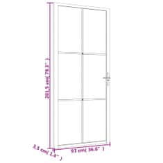 Vidaxl Notranja vrata 93x201,5 cm Bela ESG steklo in aluminij