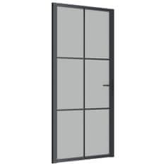 Vidaxl Notranja vrata 76x201,5 cm črno mat steklo in aluminij