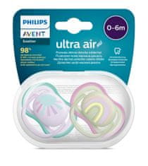 Philips Avent SCF085/59 Ultra Air tolažilna duda, silikon, 0-6m, ž, 2/1