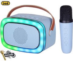 Trevi XR8A01 prenosni KARAOKE zvočnik, Bluetooth, USB/microSD/AUX, mikrofon, moder (Sky Blue)