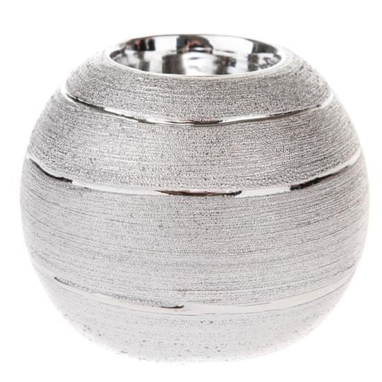 Keramični svečnik - srebrn 10 cm