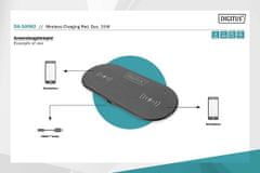 Digitus Duo-Power brezžična 15W polnilna podloga s 100 cm dolgim polnilnim kablom USB-C